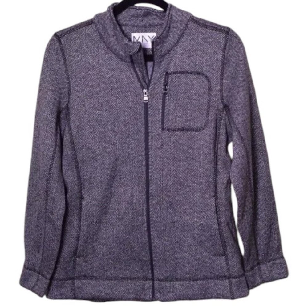 Women's Andrew Marc New York Grey Knit Herringbone Full Zip Up Jacket Size - S